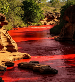 Bloody Betsiboca River in Madagascar